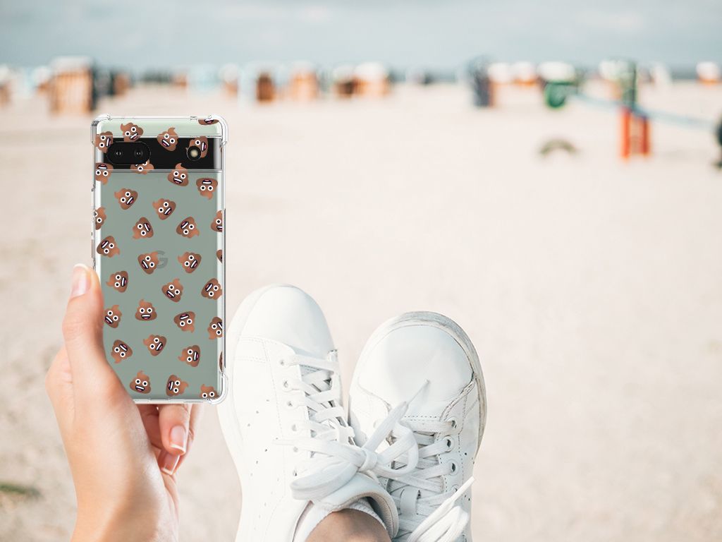 Doorzichtige Silicone Hoesje voor Google Pixel 6A Poep Emojis B2C Telecom