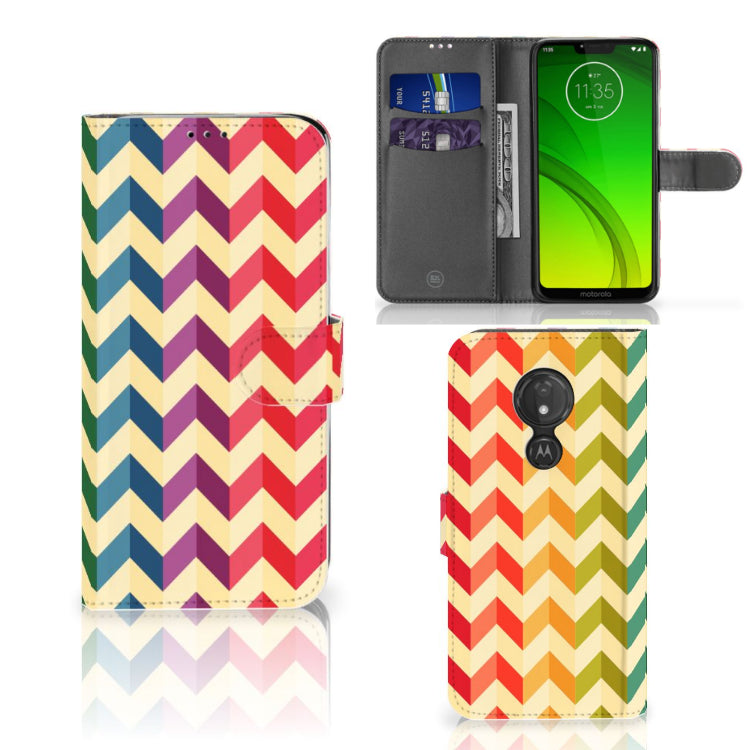 Motorola Moto G7 Power Telefoon Hoesje Zigzag Multi Color