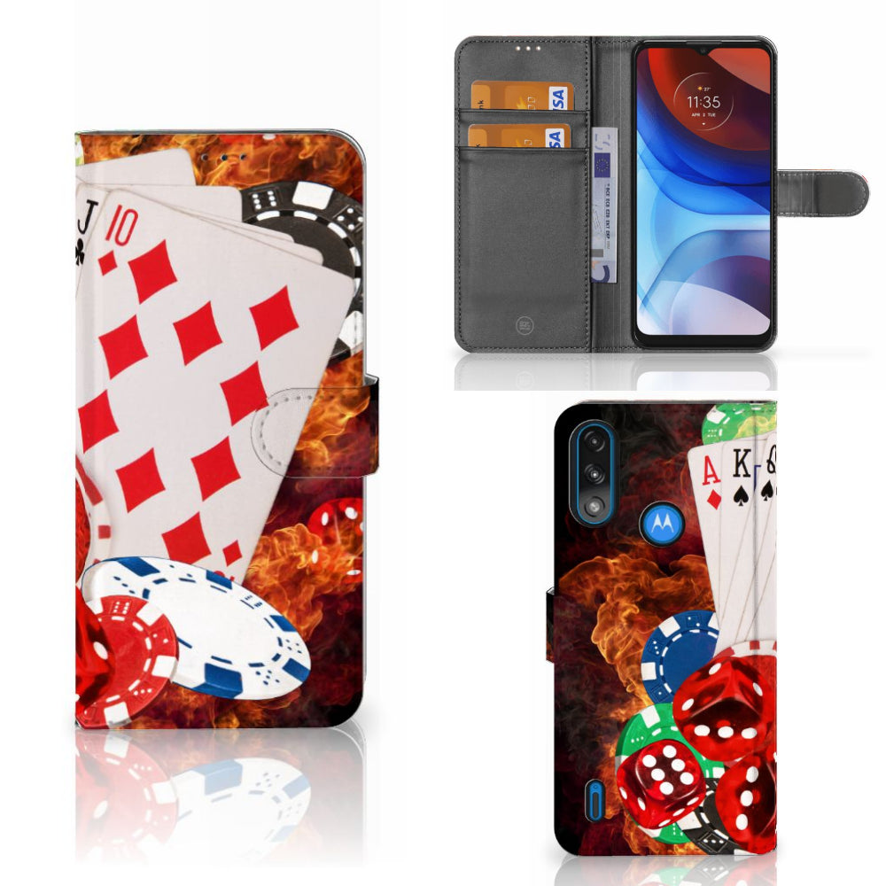 Motorola Moto E7i Power | E7 Power Wallet Case met Pasjes Casino