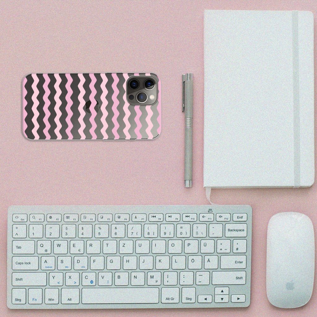 iPhone 12 Pro Max TPU bumper Waves Roze B2C Telecom