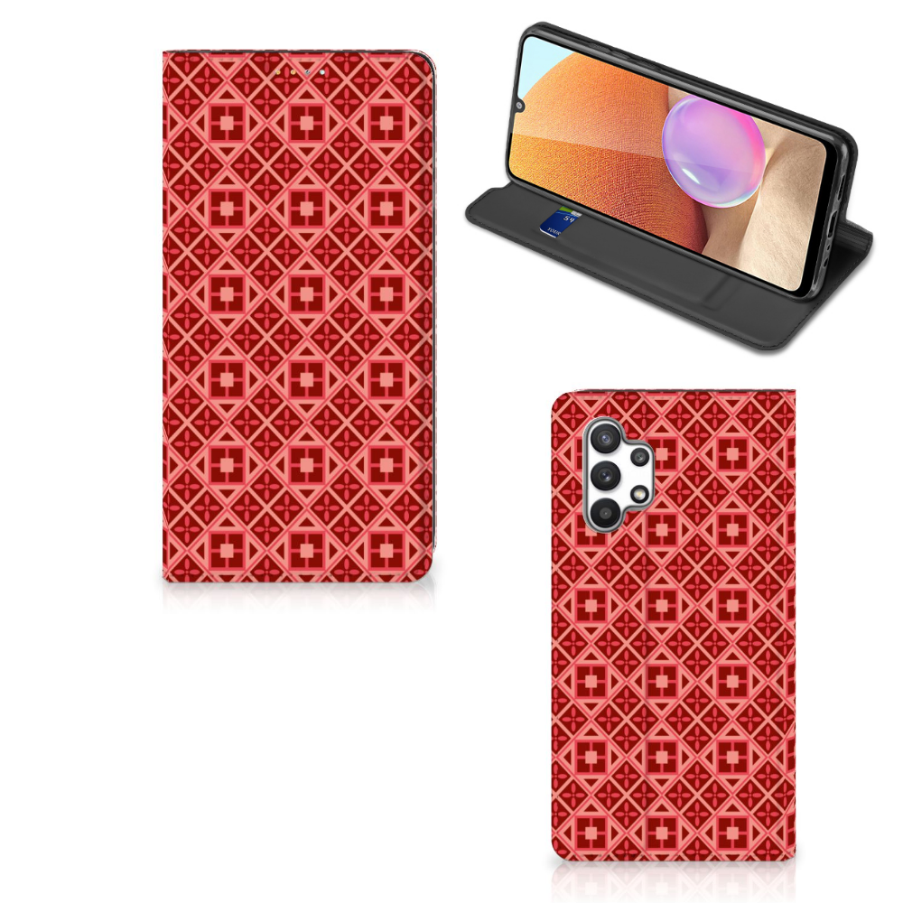 Samsung Galaxy A32 4G | A32 5G Enterprise Editie Hoesje met Magneet Batik Rood - B2C Telecom
