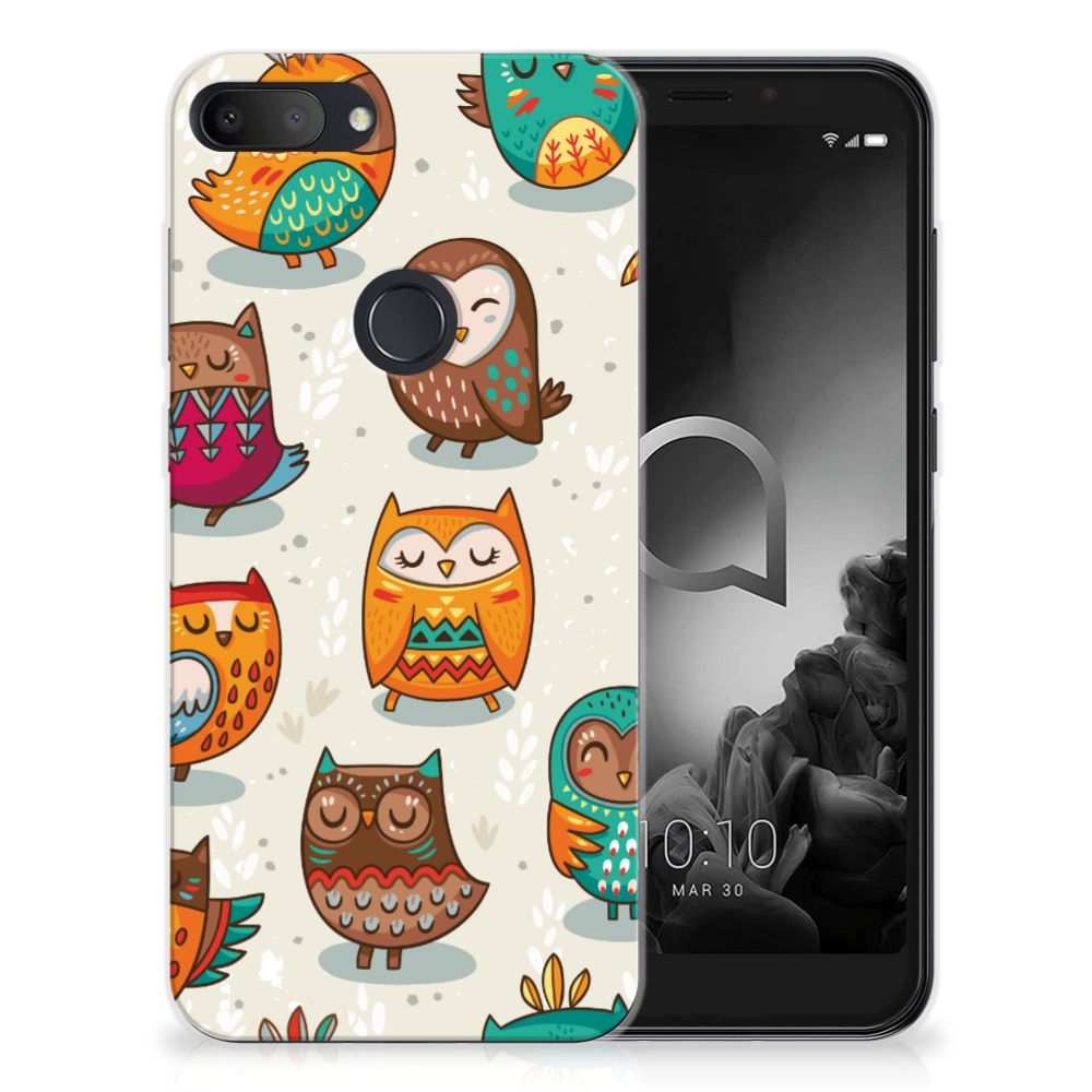 Alcatel 1S (2019) TPU Hoesje Vrolijke Uilen