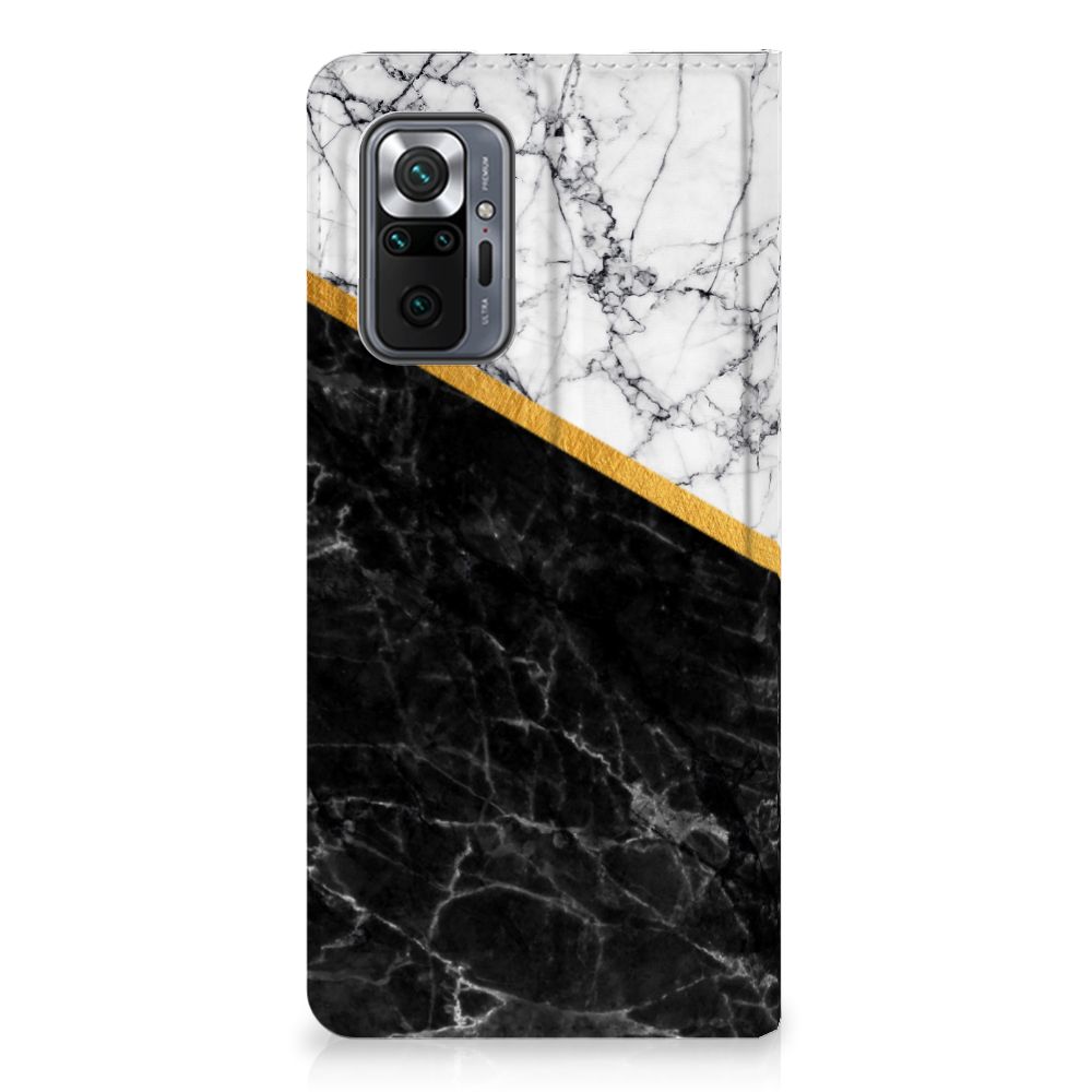 Xiaomi Redmi Note 10 Pro Standcase Marmer Wit Zwart - Origineel Cadeau Man - B2C Telecom
