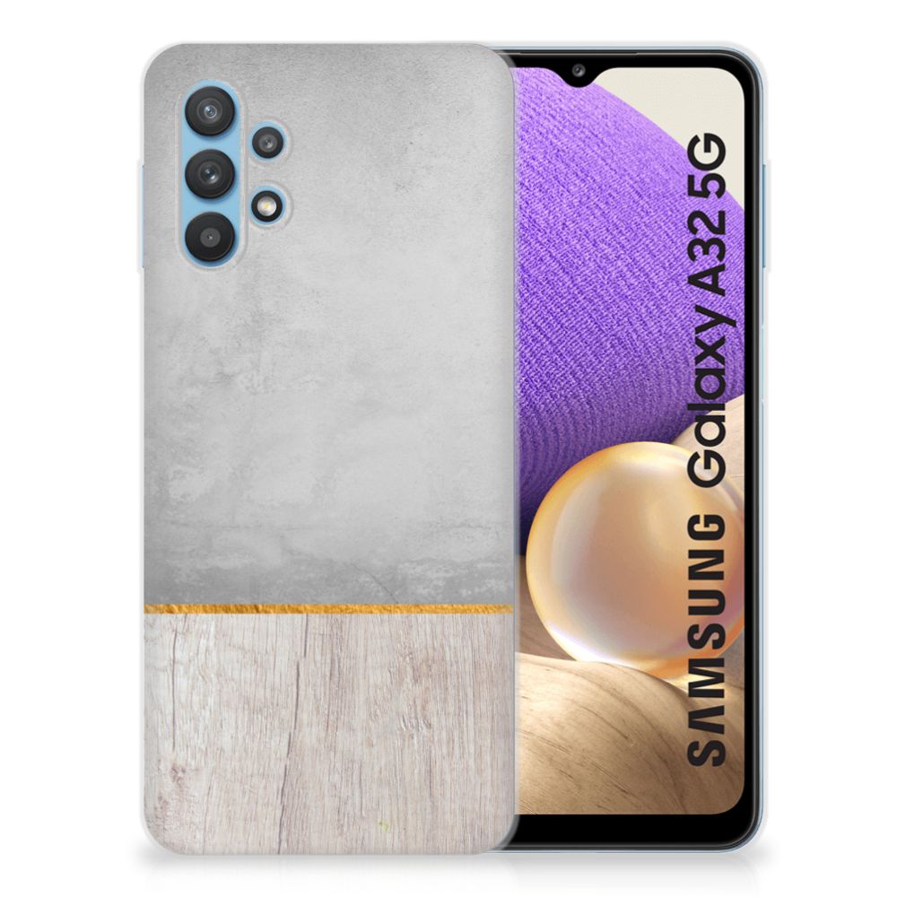 Samsung Galaxy A32 5G Bumper Hoesje Wood Concrete B2C Telecom