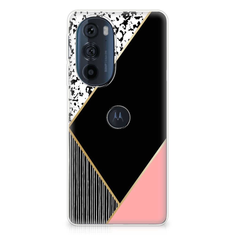 Motorola Edge 30 Pro TPU Hoesje Zwart Roze Vormen B2C Telecom