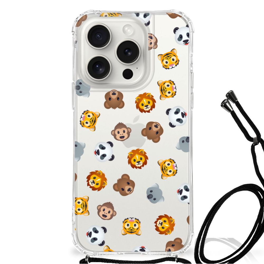 Doorzichtige Silicone Hoesje voor iPhone 15 Pro Dieren Emojis B2C Telecom