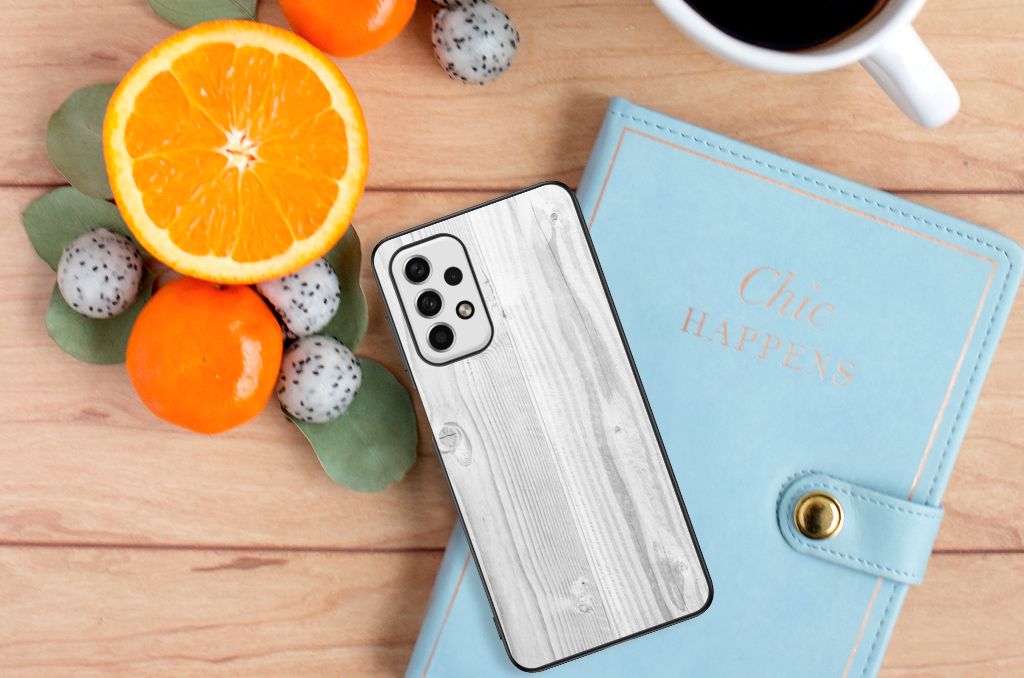 Samsung Galaxy A23 Houten Print Telefoonhoesje White Wood B2C Telecom