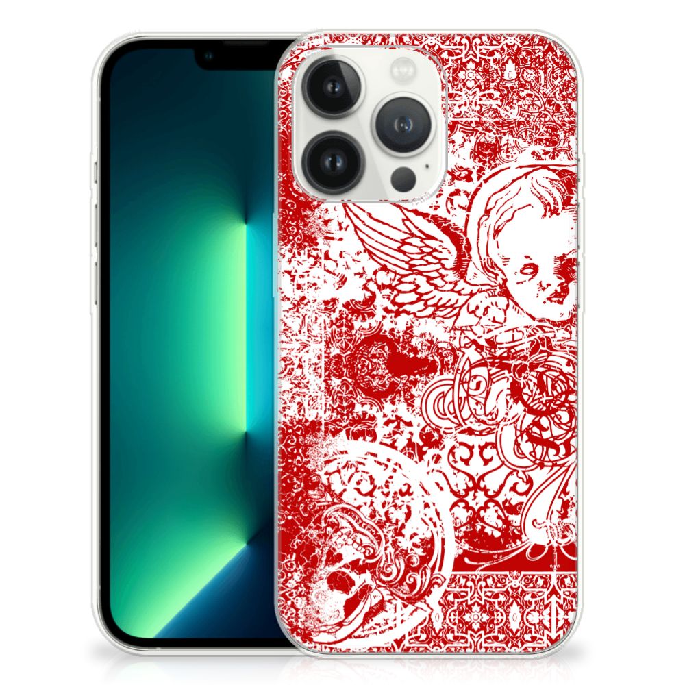 Silicone Back Case iPhone 13 Pro Max Angel Skull Rood B2C Telecom