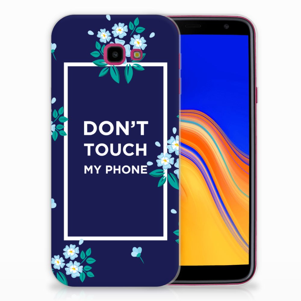 Samsung Galaxy J4 Plus (2018) Silicone-hoesje Flowers Blue DTMP