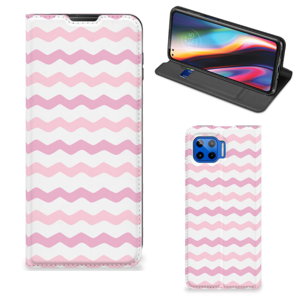 Motorola Moto G 5G Plus Hoesje met Magneet Waves Roze - B2C Telecom