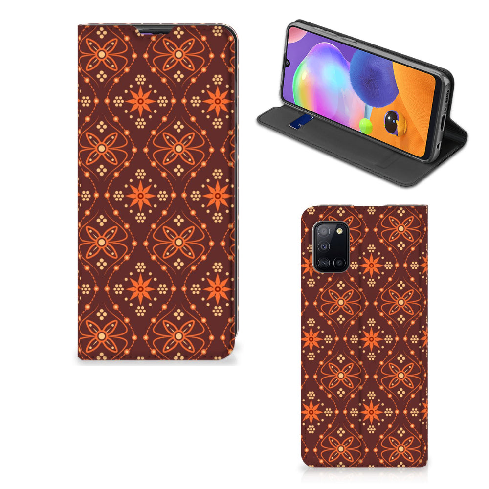 Samsung Galaxy A31 Hoesje met Magneet Batik Brown