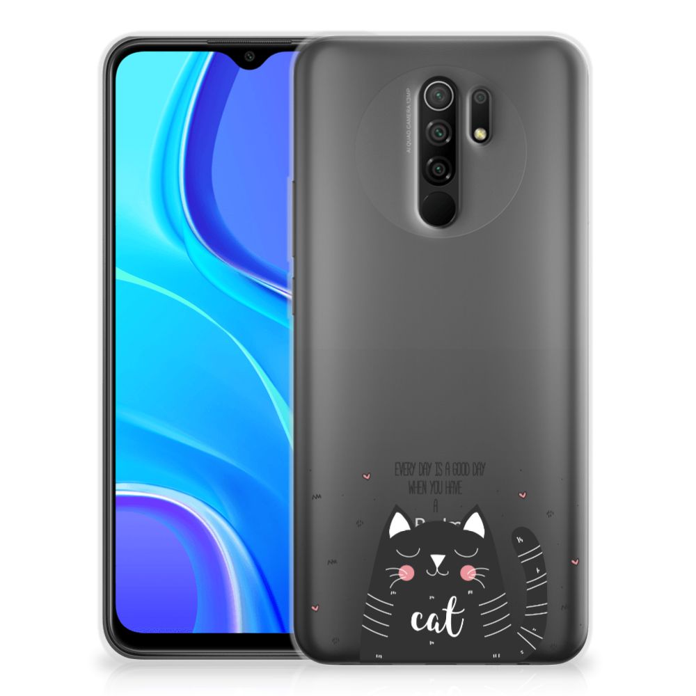 Xiaomi Redmi 9 Telefoonhoesje met Naam Cat Good Day B2C Telecom