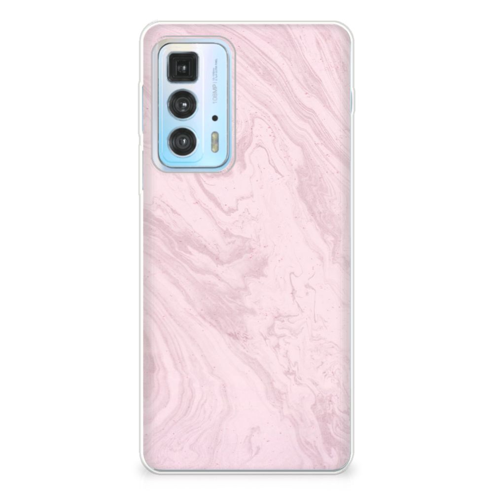 Motorola Edge 20 Pro TPU Siliconen Hoesje Marble Pink - Origineel Cadeau Vriendin