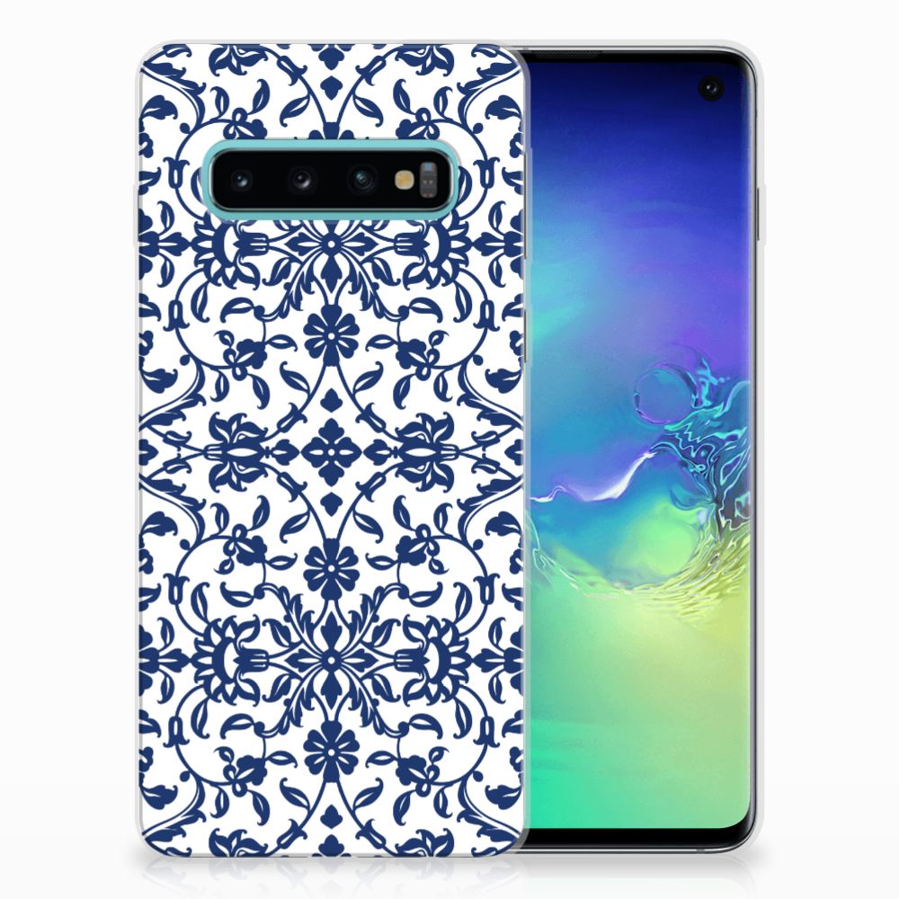 Samsung Galaxy S10 TPU Case Flower Blue