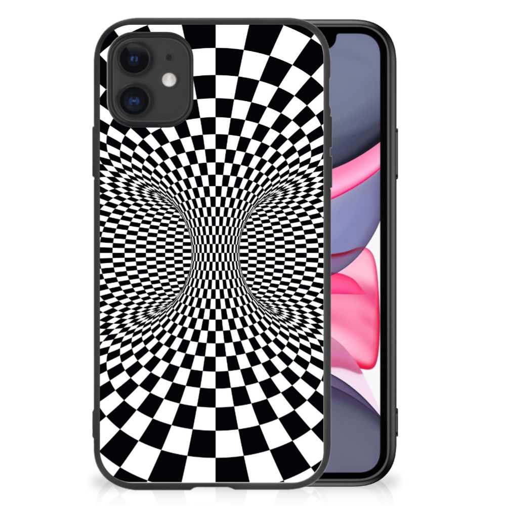 iPhone 11 Backcover Illusie met abstract zwart-wit patroon, schokabsorberend en krasvast, speciaal voor Apple iPhone 11