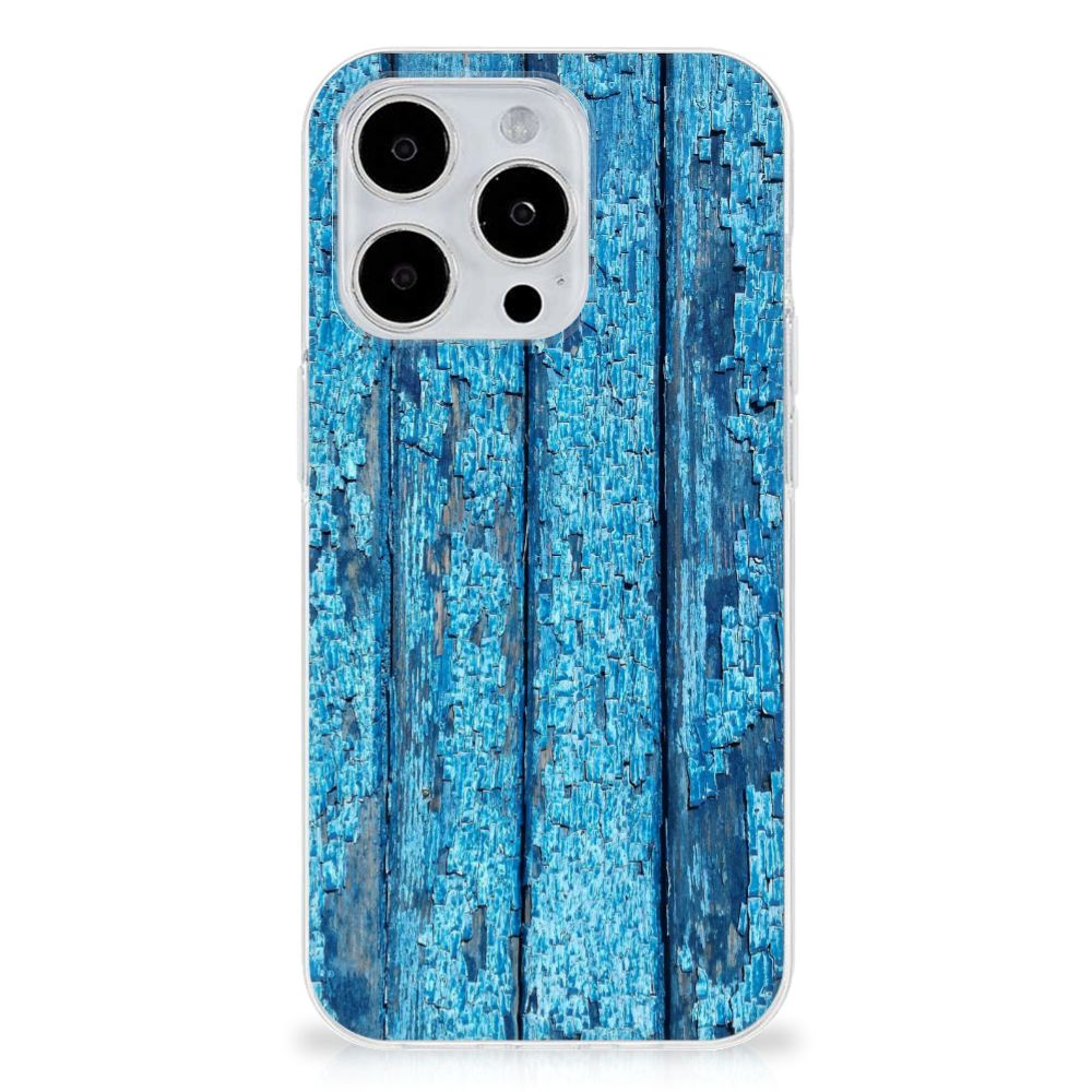 iPhone 15 Pro Max Bumper Hoesje Wood Blue