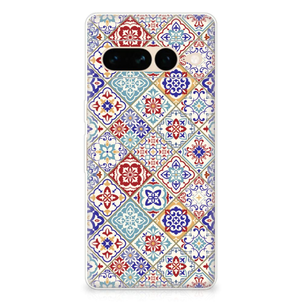 Google Pixel 7 Pro TPU Siliconen Hoesje Tiles Color