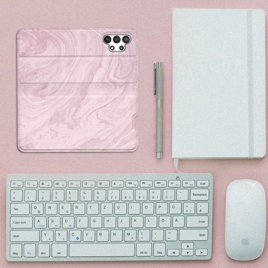 Samsung Galaxy A32 4G | A32 5G Enterprise Editie Standcase Marble Pink - Origineel Cadeau Vriendin