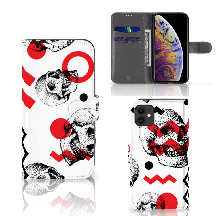 Telefoonhoesje met Naam Apple iPhone 11 Skull Red