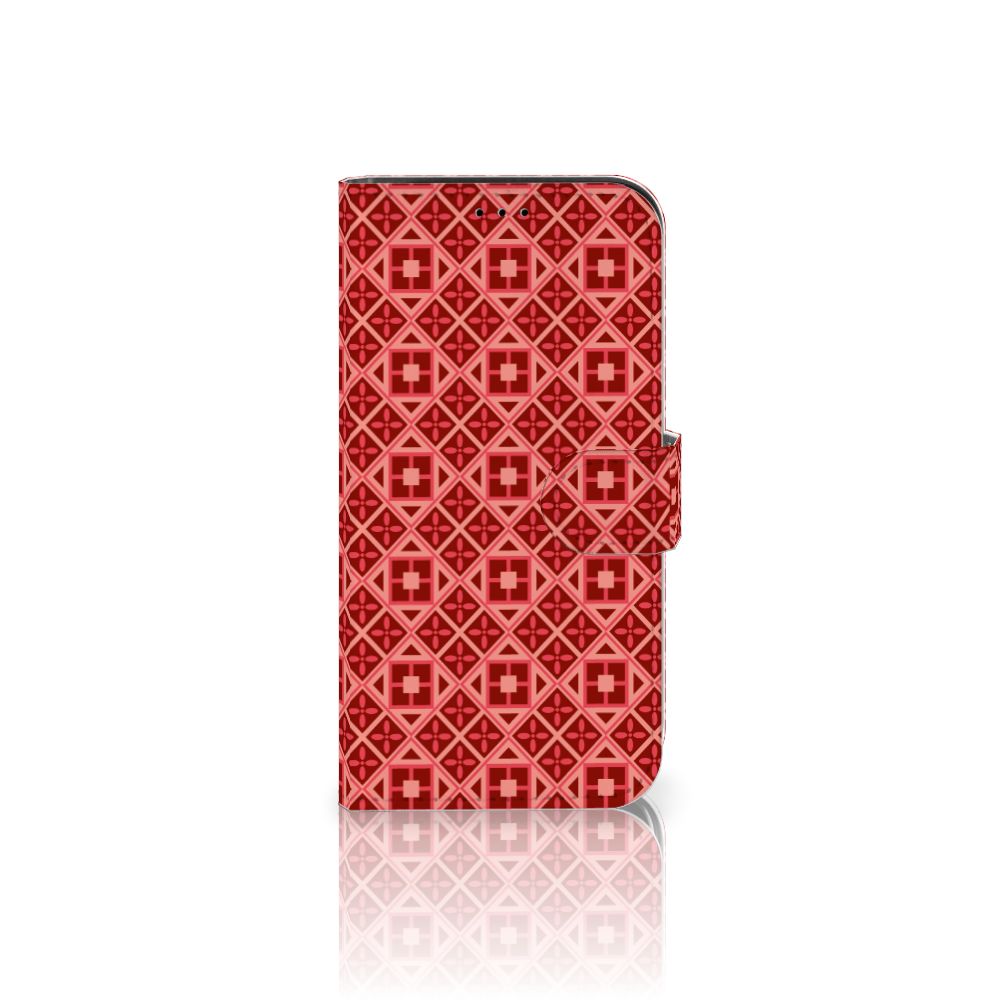 iPhone 13 Pro Telefoon Hoesje Batik Rood met een prachtig rood batikpatroon