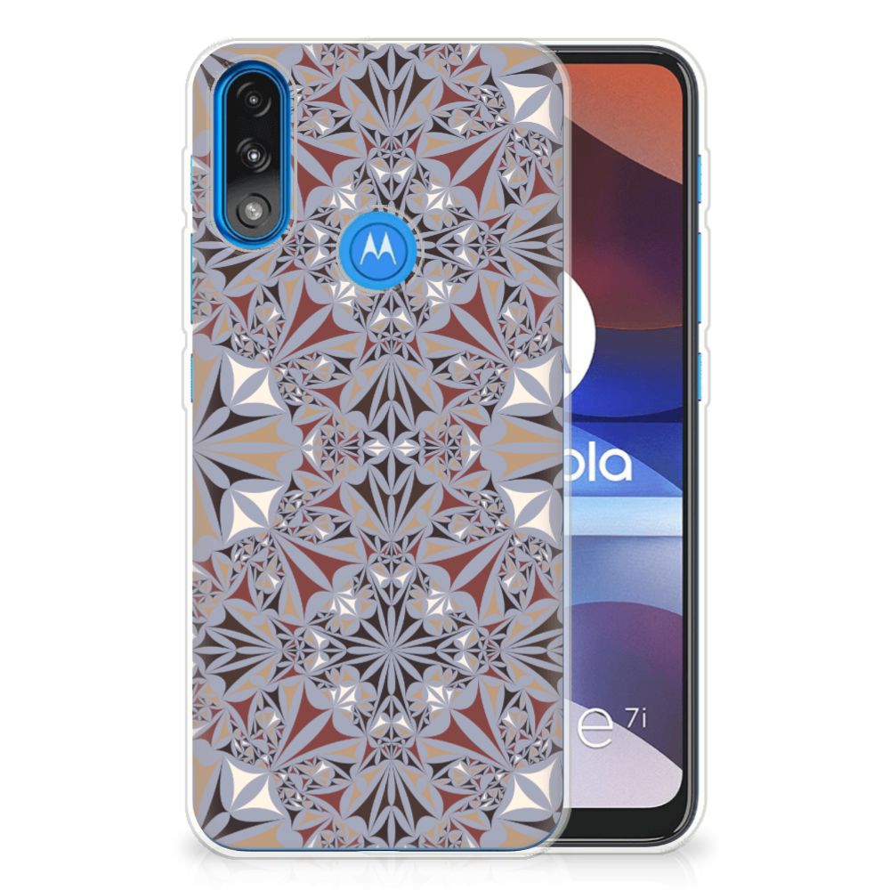 Motorola Moto E7/E7i Power TPU Siliconen Hoesje Flower Tiles