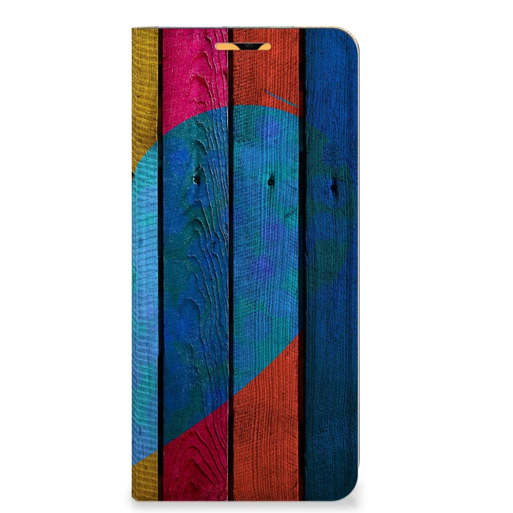 OPPO A15 Book Wallet Case Wood Heart - Cadeau voor je Vriend - B2C Telecom