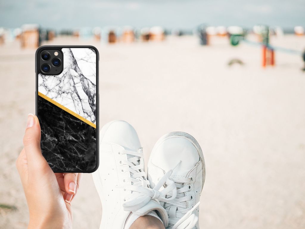 Apple iPhone 11 Pro Max Gripcase Marmer Wit Zwart - Origineel Cadeau Man B2C Telecom