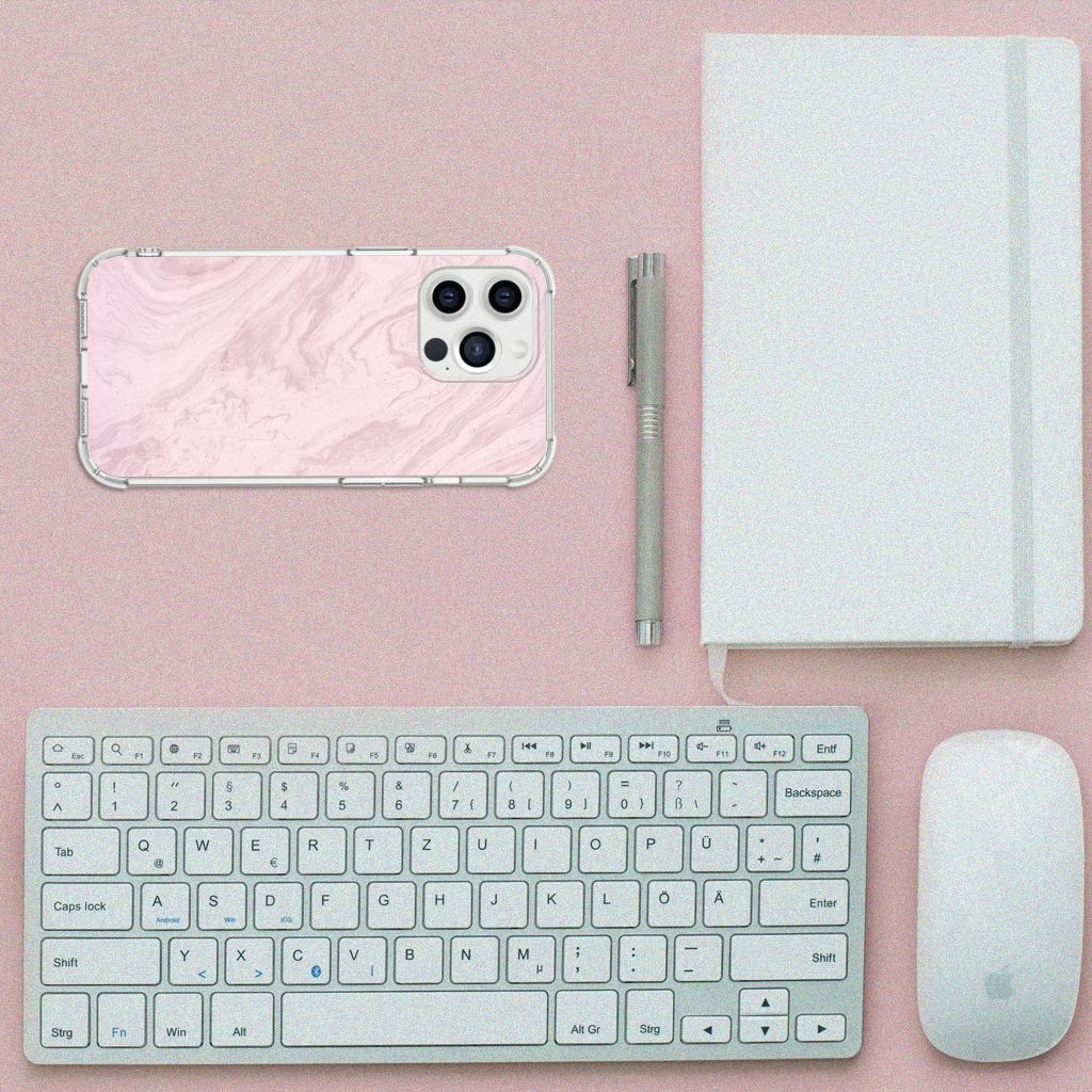 iPhone 13 Pro Max Anti-Shock Hoesje Marble Pink - Origineel Cadeau Vriendin - B2C Telecom