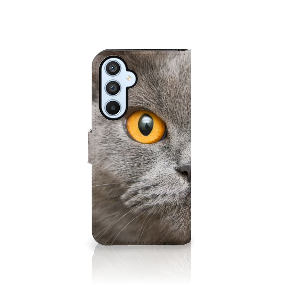 Telefoonhoesje met Pasjes Samsung Galaxy A54 5G Britse Korthaar met afbeelding van kat