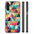 Samsung Galaxy A14 5G Back Case Geruit met kleurrijke driehoekige patronen en zwarte randen.