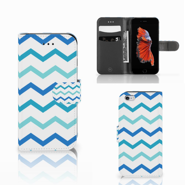 Apple iPhone 6 | 6s Telefoon Hoesje Zigzag Blauw