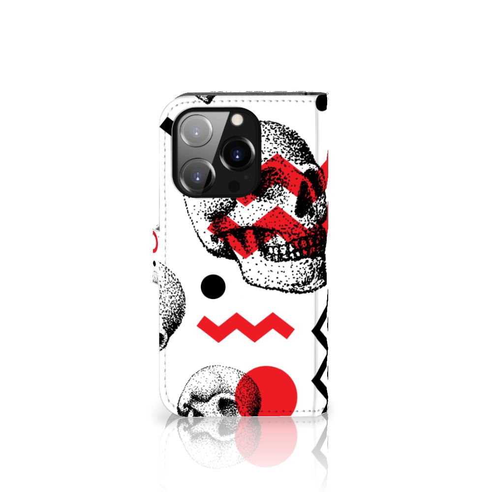 Telefoonhoesje met Namen iPhone 14 Pro Skull Red met stoer schedeldesign en patronen 🎨.