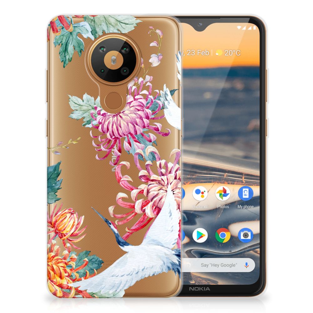 Nokia 5.3 TPU Hoesje Bird Flowers