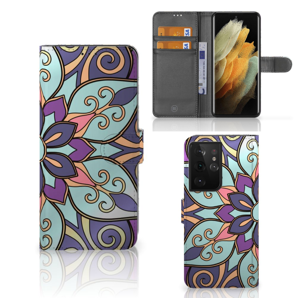 Samsung Galaxy S21 Ultra Hoesje Purple Flower