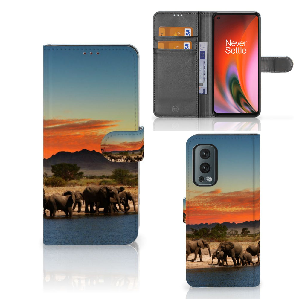 OnePlus Nord 2 5G Telefoonhoesje met Pasjes Olifanten