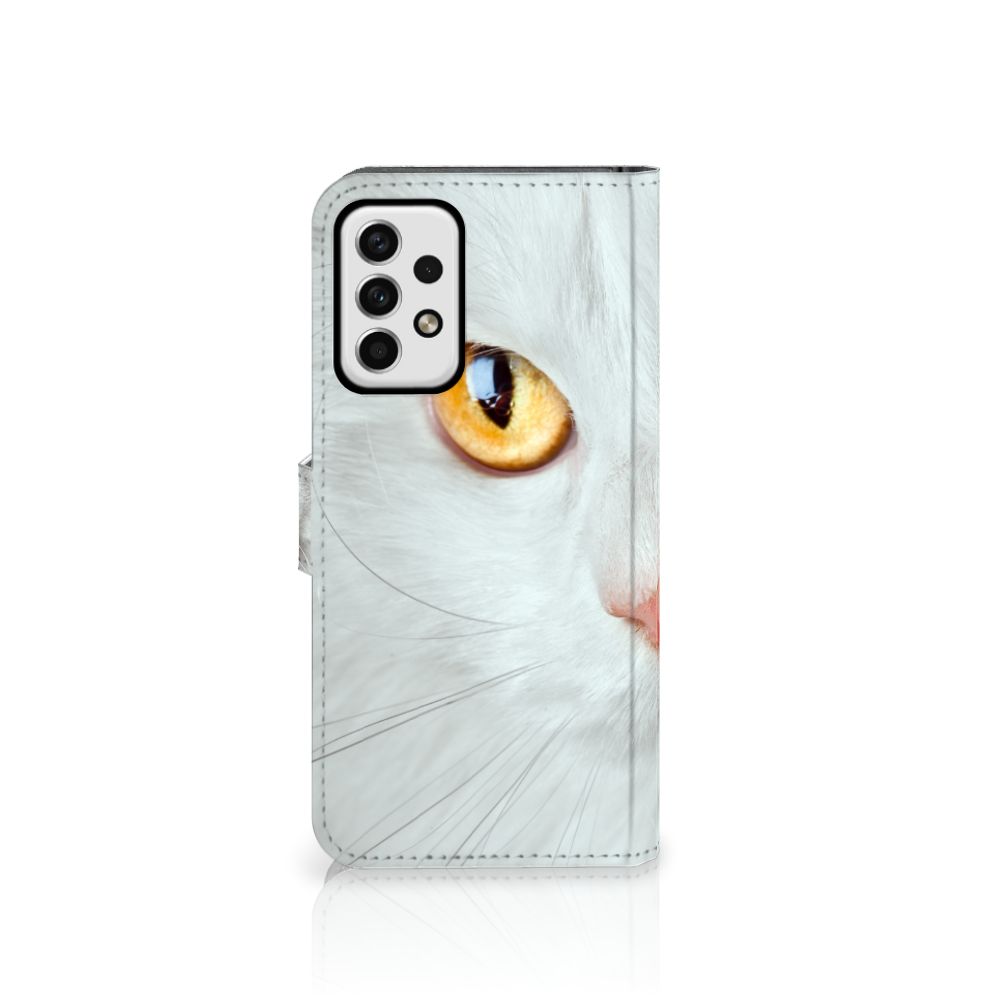 Samsung Galaxy A23 Telefoonhoesje met Pasjes Witte Kat