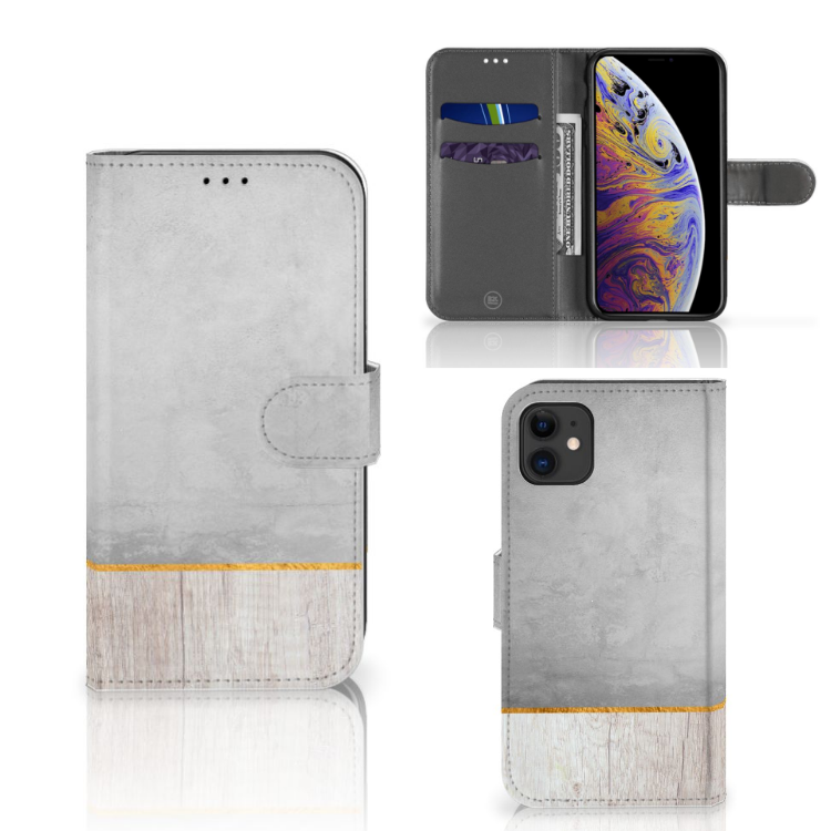 Apple iPhone 11 Book Style Case Wood Concrete