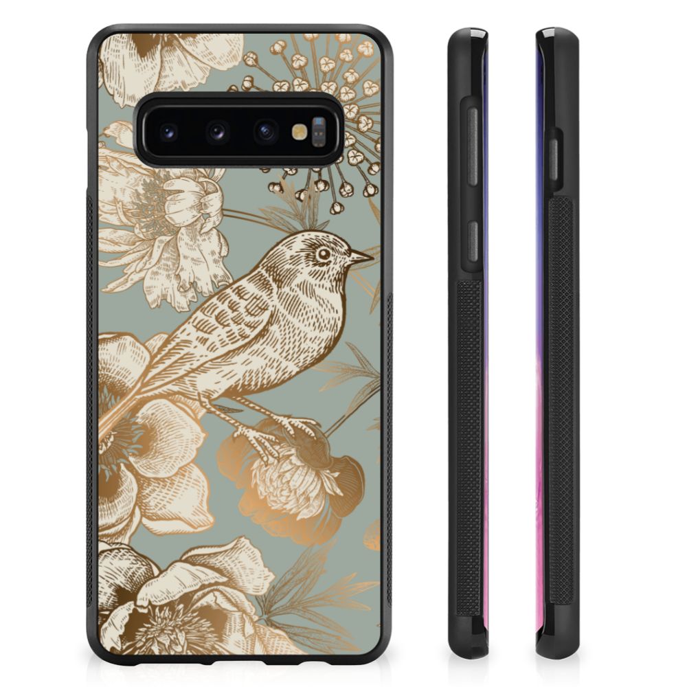 Skin Case voor Samsung Galaxy S10+ Vintage Bird Flowers