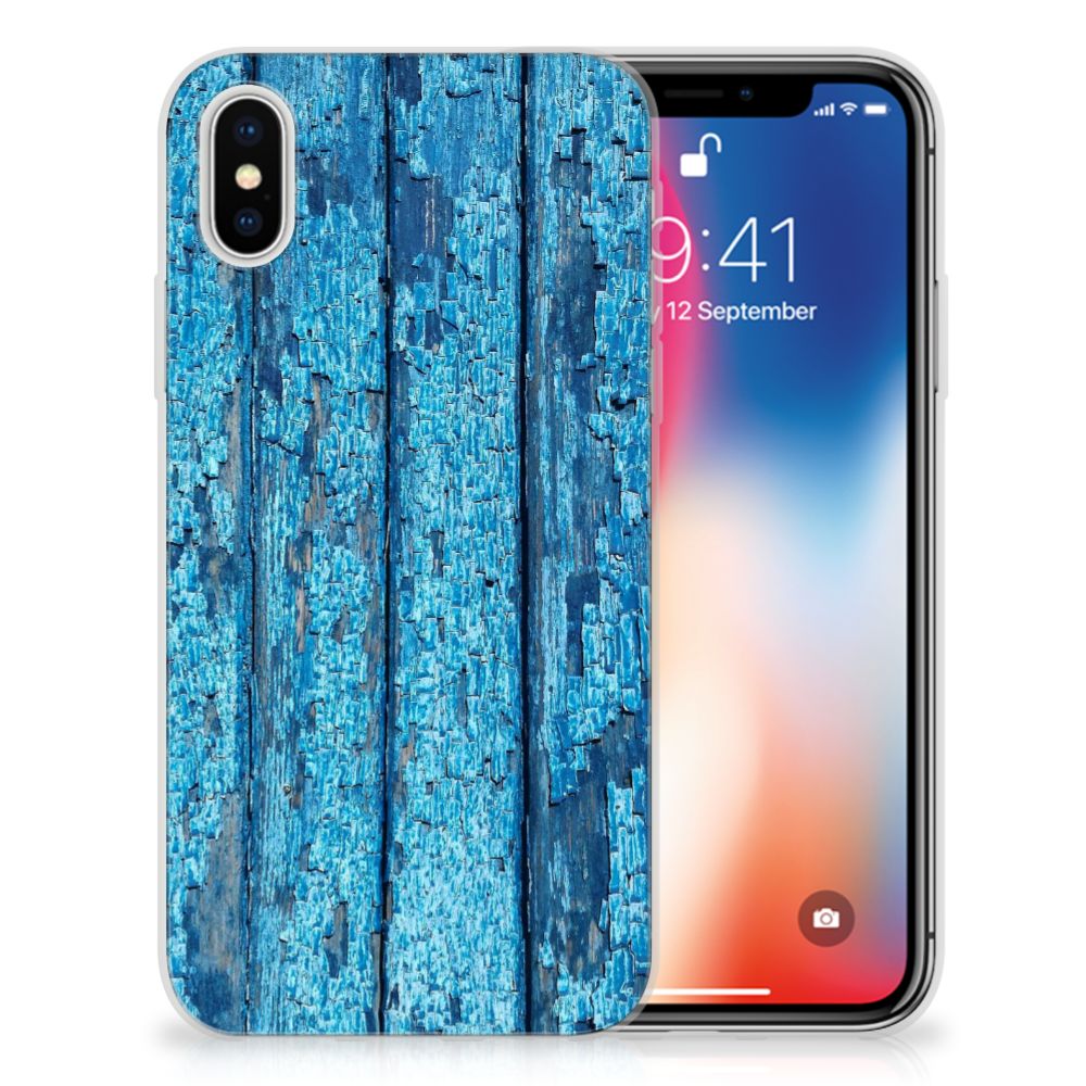 Apple iPhone X | Xs Bumper Hoesje Wood Blue