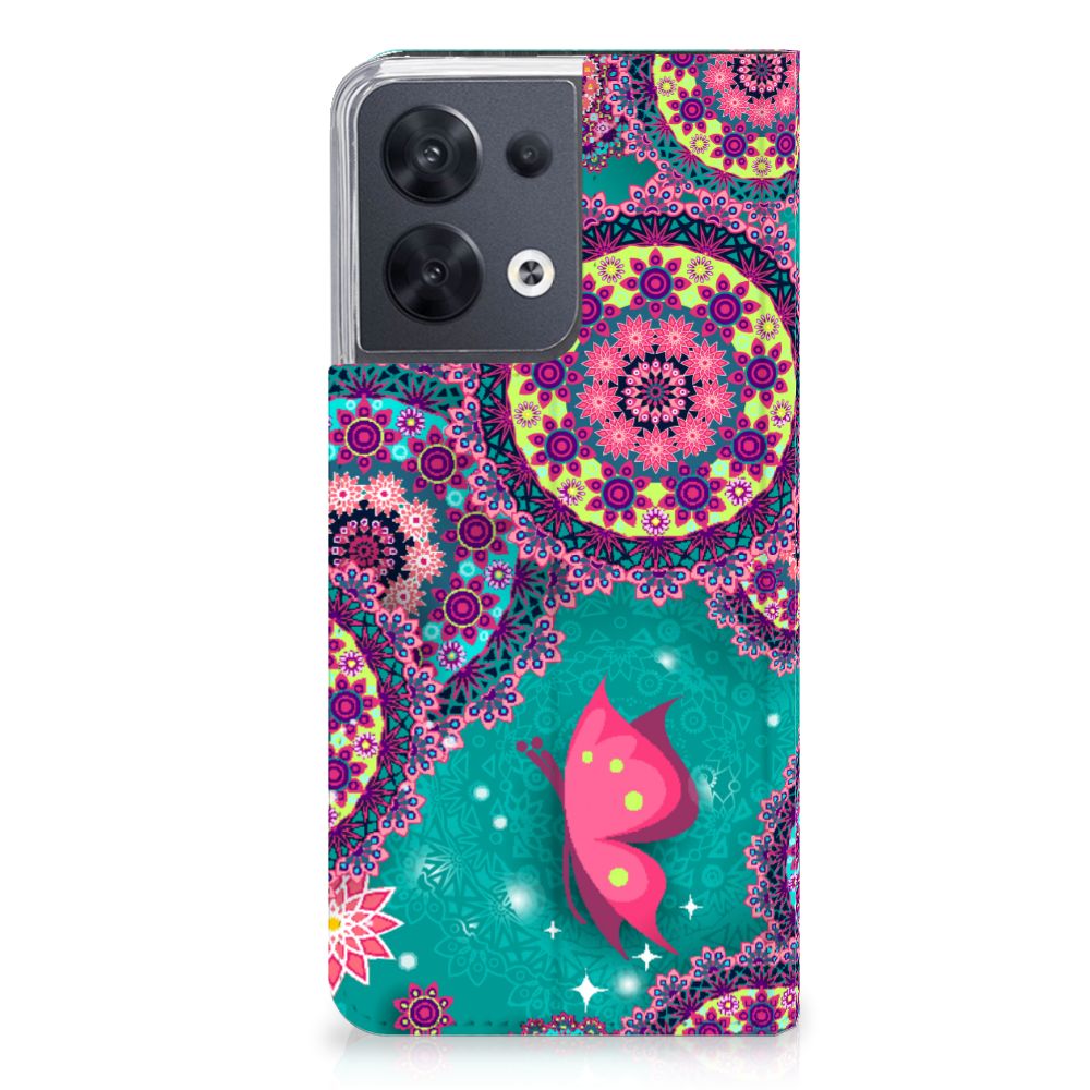 OPPO Reno8 Bookcase Cirkels en Vlinders - B2C Telecom
