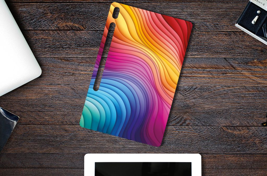 Back Cover voor Samsung Galaxy Tab S7FE Regenboog