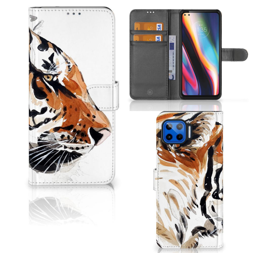 Hoesje Motorola Moto G 5G Plus Watercolor Tiger