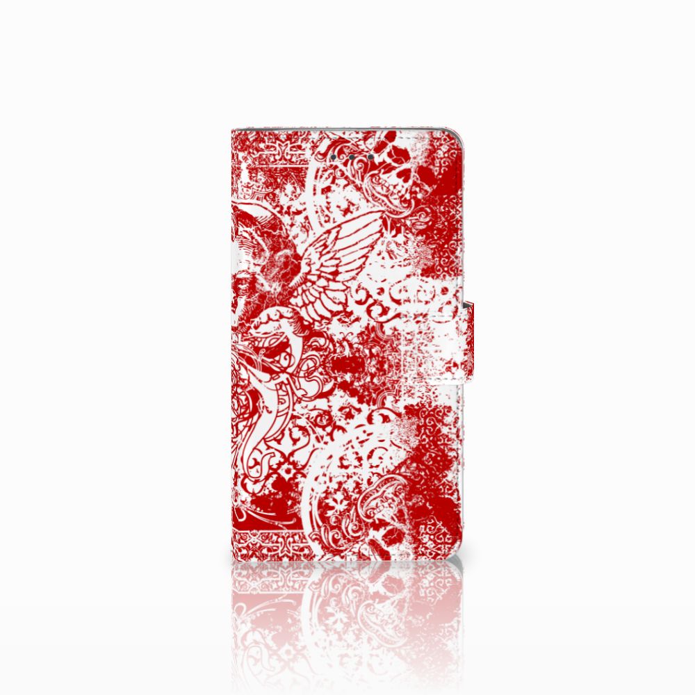 Telefoonhoesje met Naam Samsung Galaxy J7 2016 Angel Skull Rood