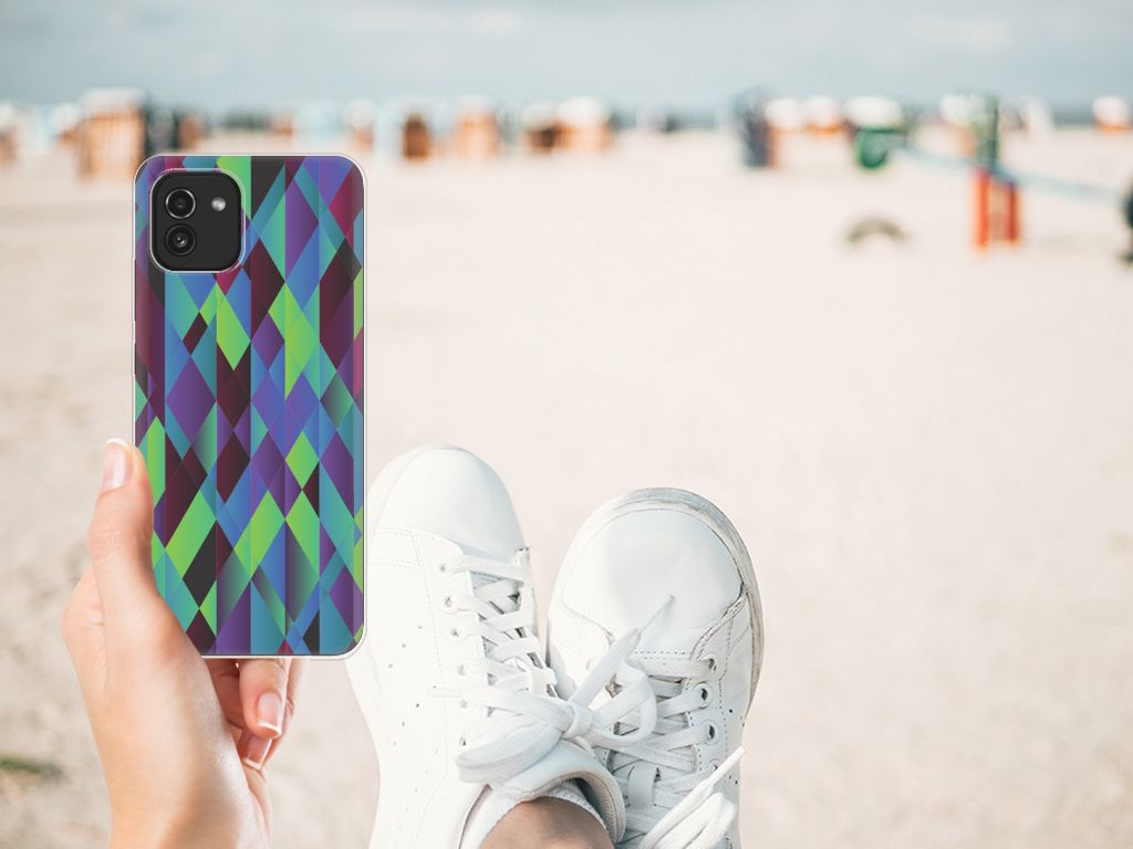 Samsung Galaxy A03 TPU Hoesje Abstract Green Blue B2C Telecom
