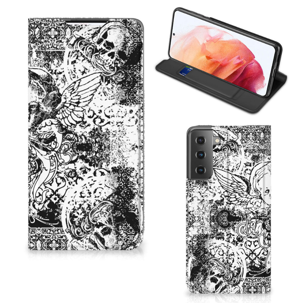 Mobiel BookCase Samsung Galaxy S21 Skulls Angel