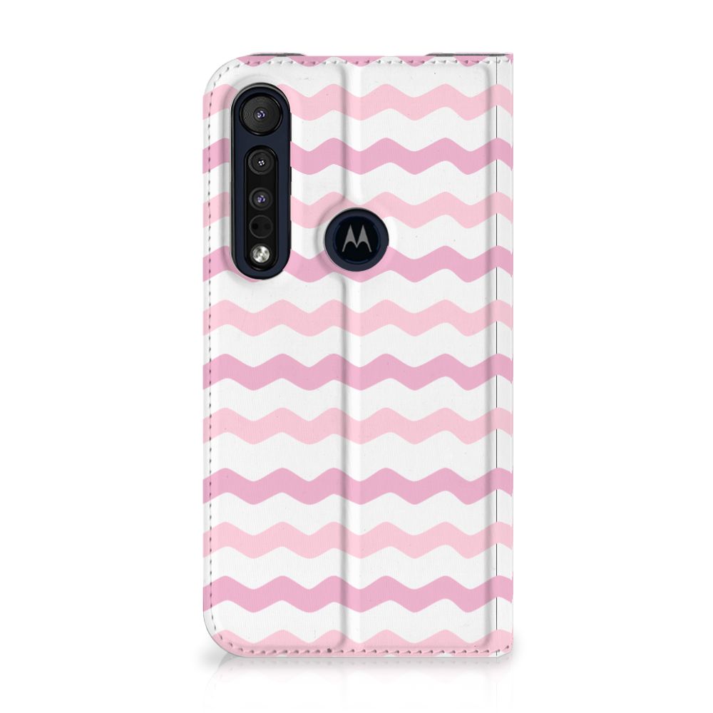 Motorola G8 Plus Hoesje met Magneet Waves Roze - B2C Telecom
