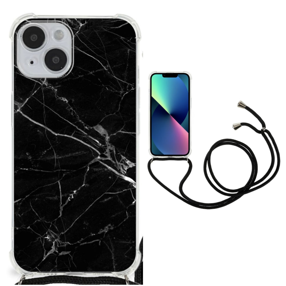 iPhone 14 Anti-Shock Hoesje Marmer Zwart - Origineel Cadeau Vader