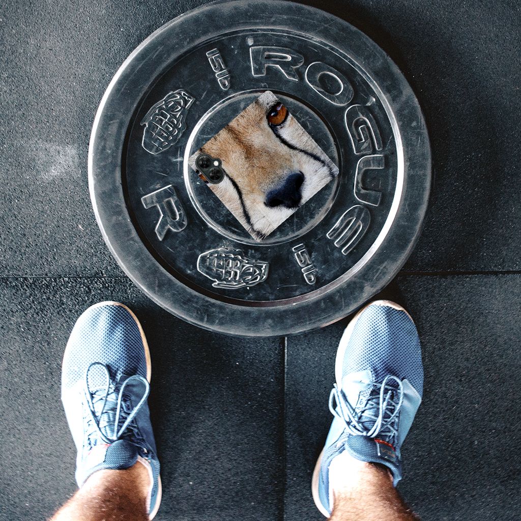 OnePlus Nord CE 3 Lite Hoesje maken Cheetah design met cheetah print op een gewichtsschijf.