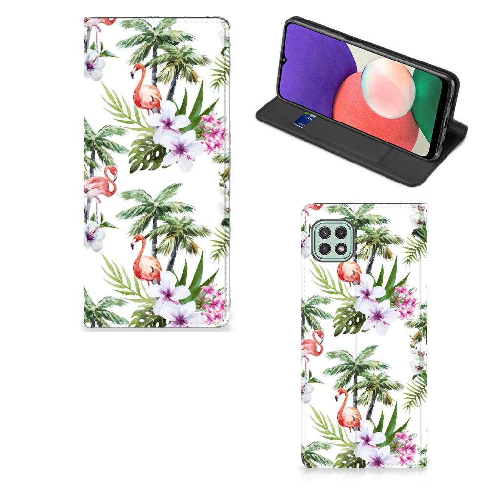 Samsung Galaxy A22 5G Hoesje maken Flamingo Palms - B2C Telecom