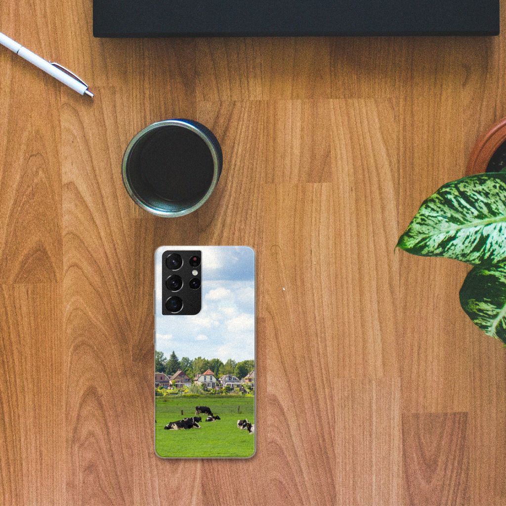 Samsung Galaxy S21 Ultra TPU Hoesje Koeien B2C Telecom
